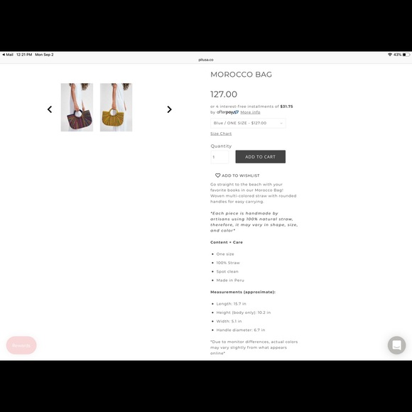 NWT Pitusa Straw Tote - Picture 2 of 2